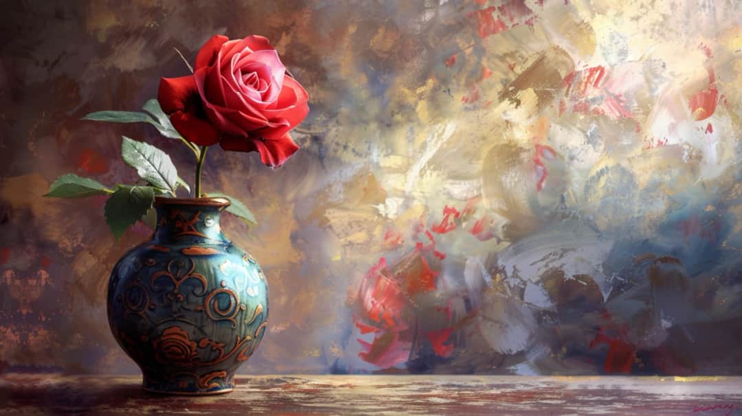 Róże w wazonie na obrazie: przeniesione piękno natury na ścianę