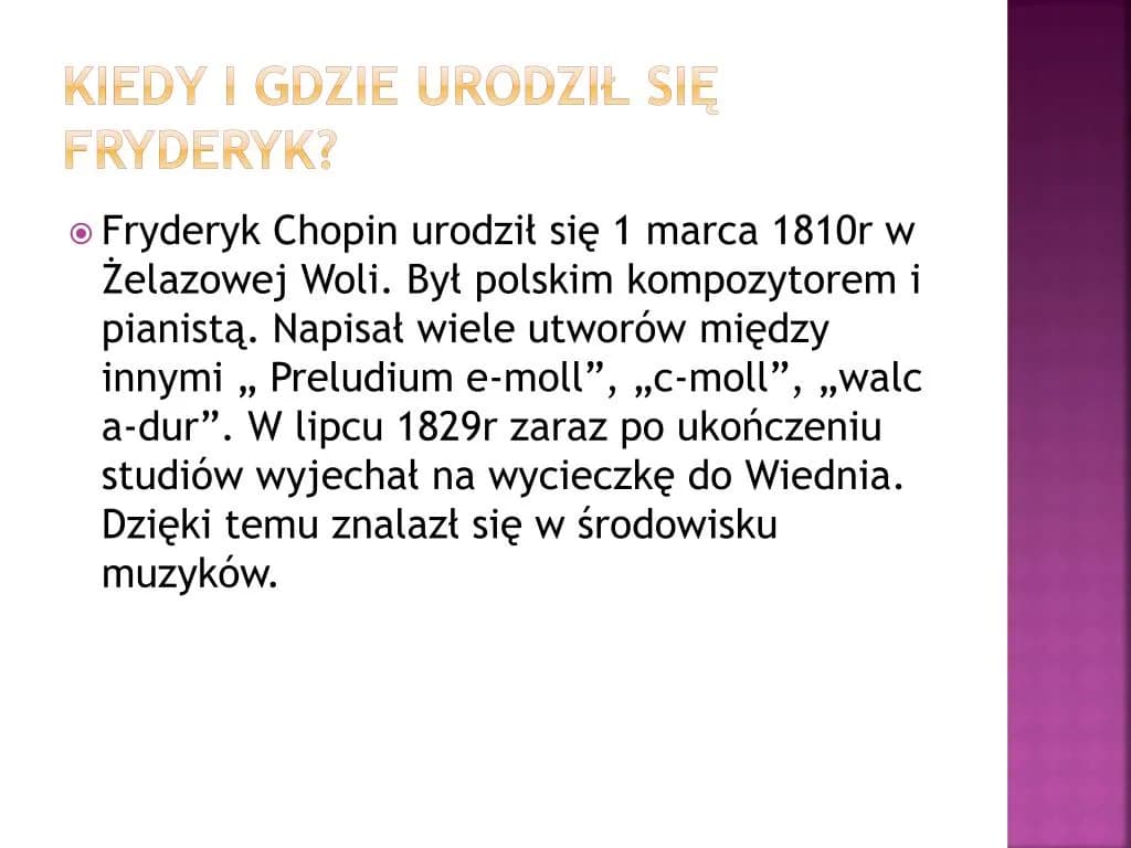Kiedy i gdzie urodził się Fryderyk Chopin? Poznaj fakty i mity